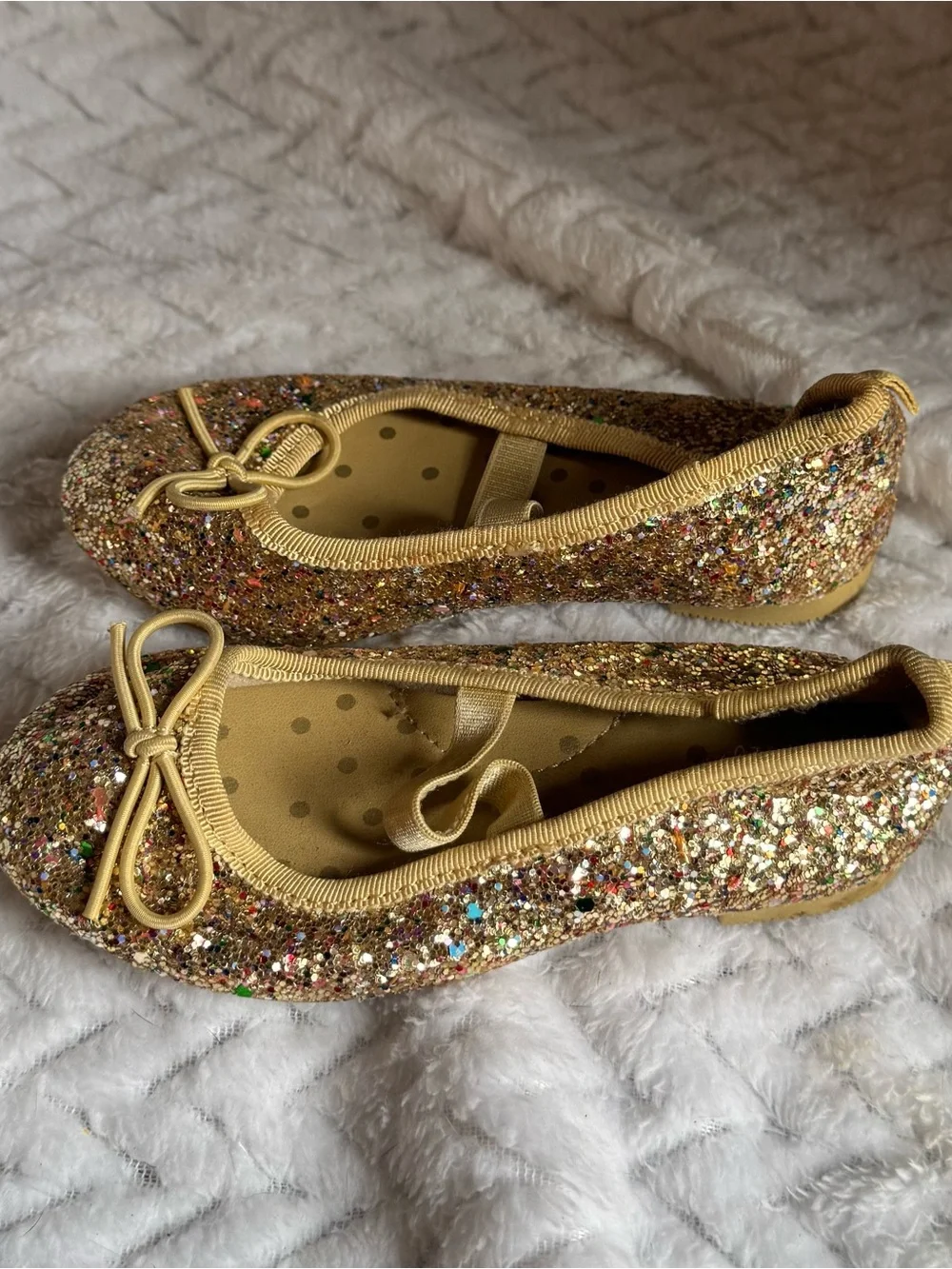 Cat & Jack Gold Glitter Ballet Flats with Bow